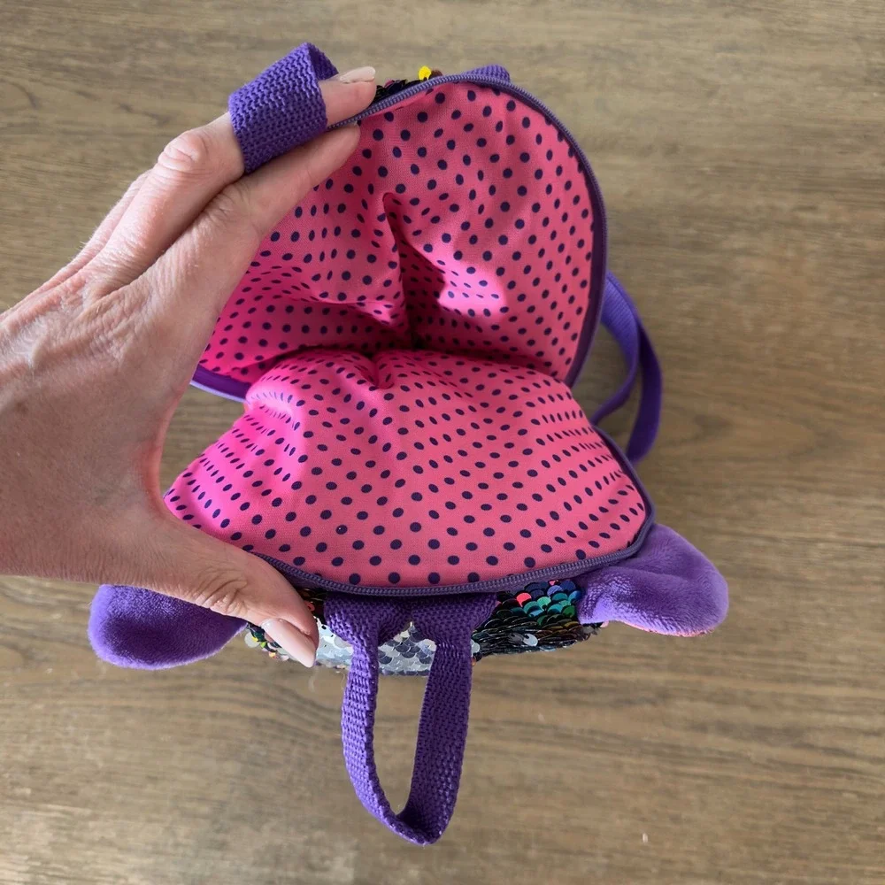 NEW-TY Fashion Flippy Reversible Sequin Backpack-Dotty the Leopard(13 inch)*Read